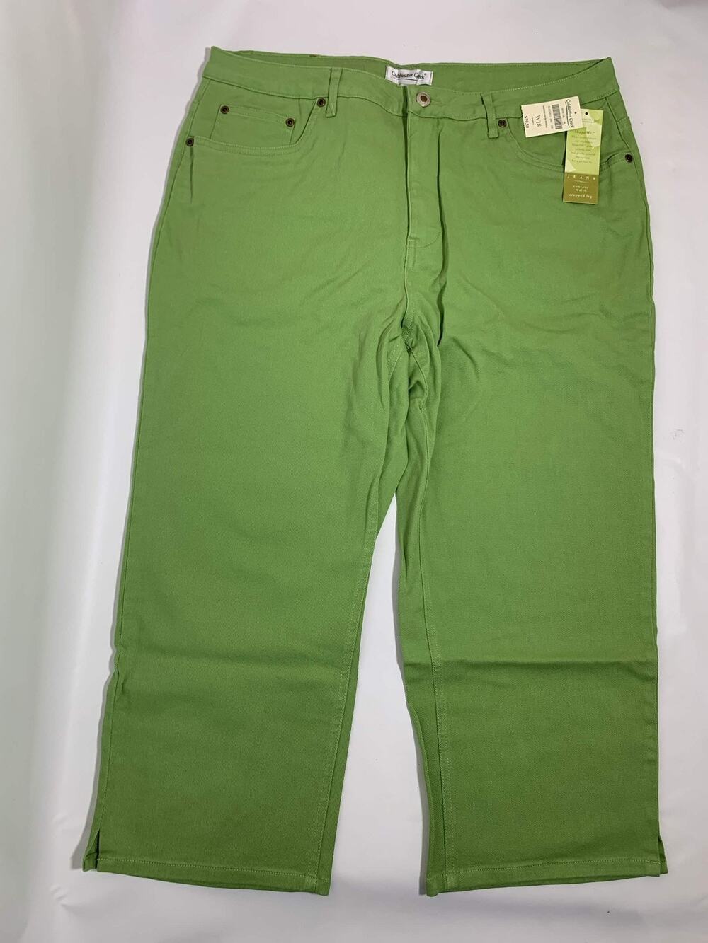 NWT Coldwater Creek ShapeMe Jeans Womens W18 Crop Pea Green Cropped Leg